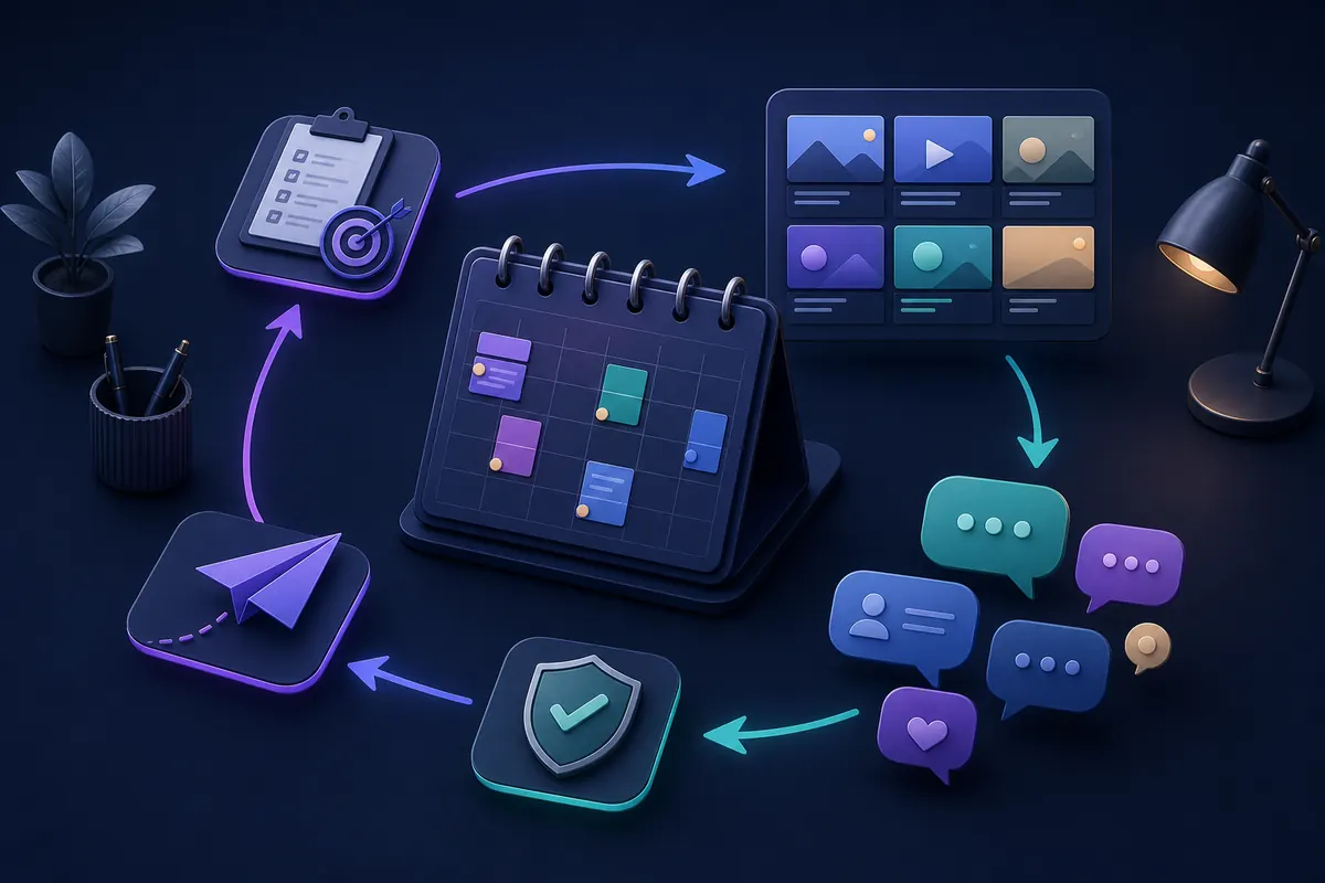 Social media workflow for planning, publishing, community response and enquiries