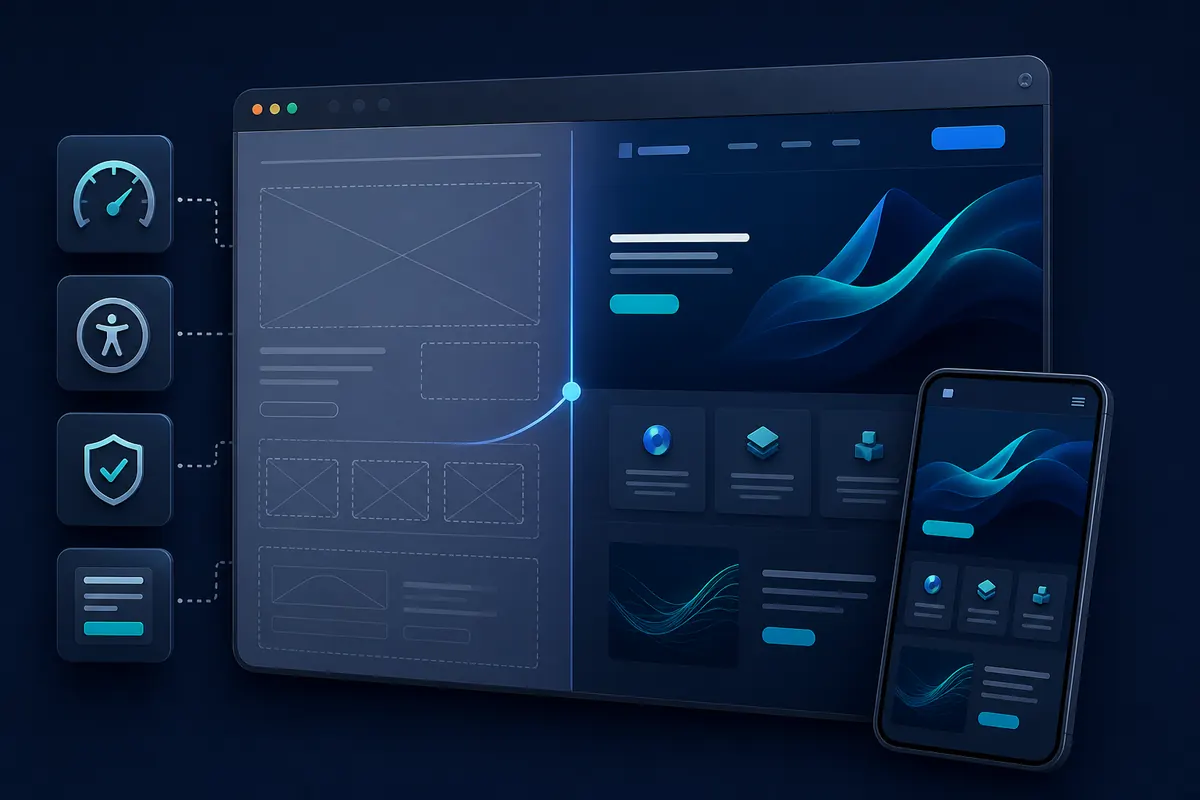 Responsive website development process from wireframe to secure, accessible interface